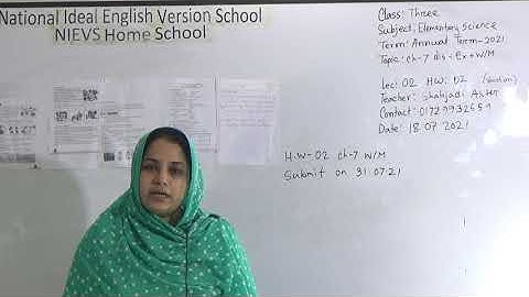 Class: Three, Subject: Elementary Science (Lecture: 02), Topic: Ch-7, Dis.+Ex+W/M