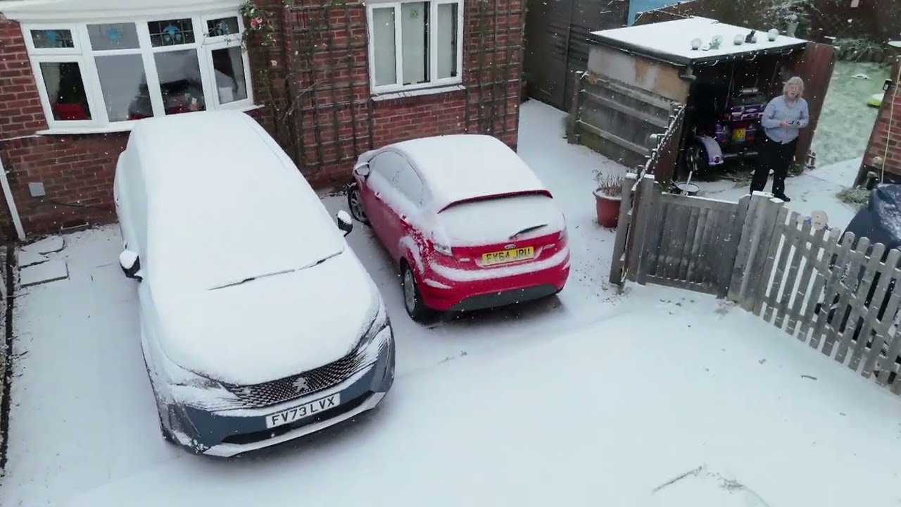 snowing in skegness drone slow mo