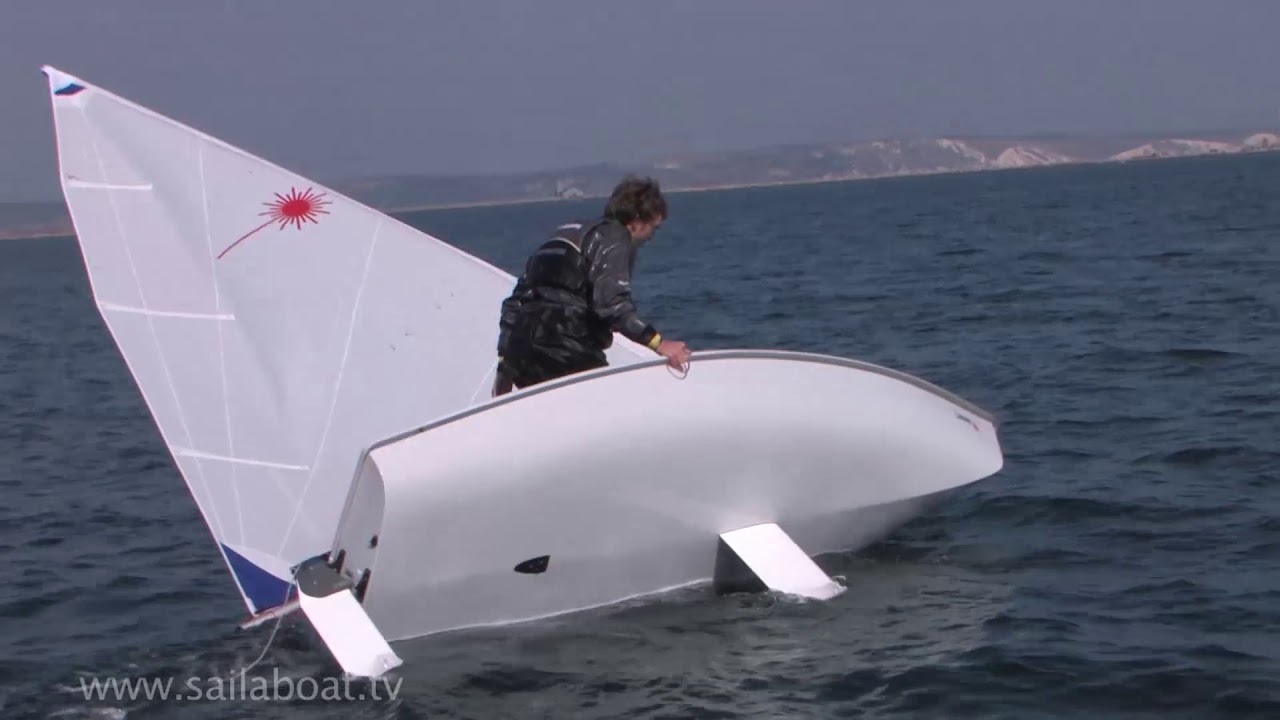 how to right a capsized laser sailboat