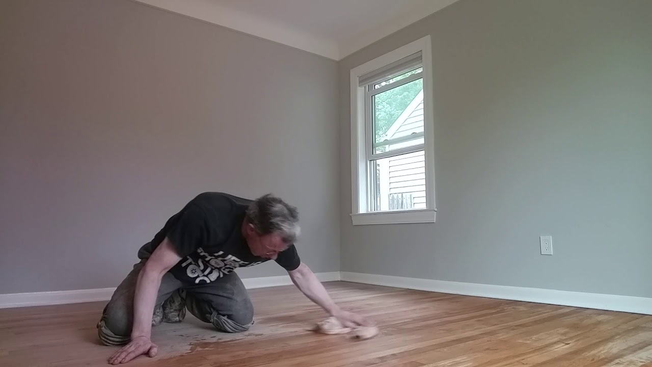 Water popping a maple floor prepping it for stain YouTube