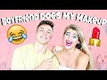 Boyfriend Does My Makeup! FUNNY