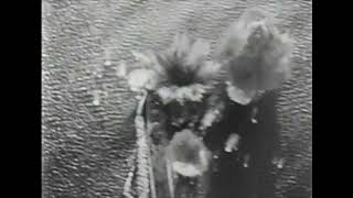 Japanese cruisers and destroyers under attack by US Navy dive bombers off Rabaul in November 1943