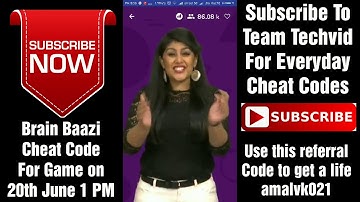 BRAIN BAAZI CHEAT CODE FOR GAME ON 20TH JUNE 1 PM