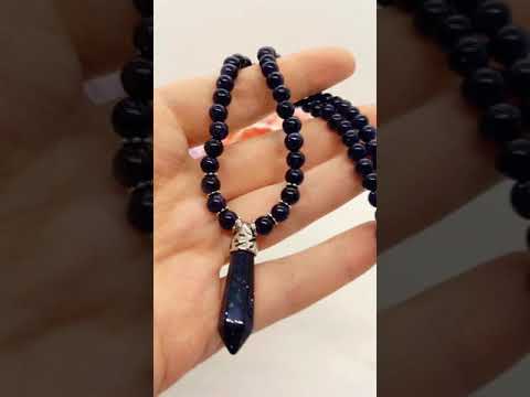 Ошатне кольє-чокер з підвіскою "кристал" синій авантюрин ніч каїру, видео 1