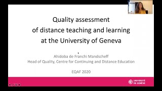 Quality assessment of distance learning and teaching at the University of Geneva