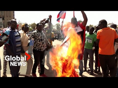 "get out": hundreds join anti-france protests in burkina faso capital