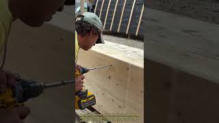 Drilling Large Holes into Thick Wooden Beams with a Power Drill