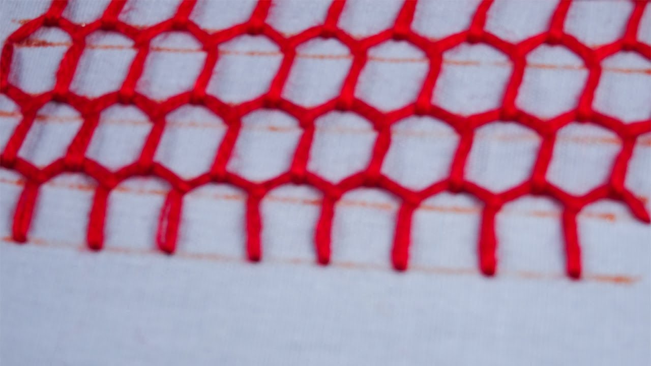 honeycomb stitch, basic hand embroidery tutorial for beginner