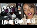 GLAM LIVING ROOM TOUR!! Purple,white and black themed💜🖤🤍