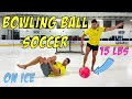 Playing BOWLING BALL SOCCER on Ice *BROKEN FEET* | Bodybuilder VS Extreme Football Challenge