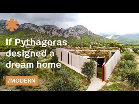 Pythagorean home amidst olive grove offers views & protection
