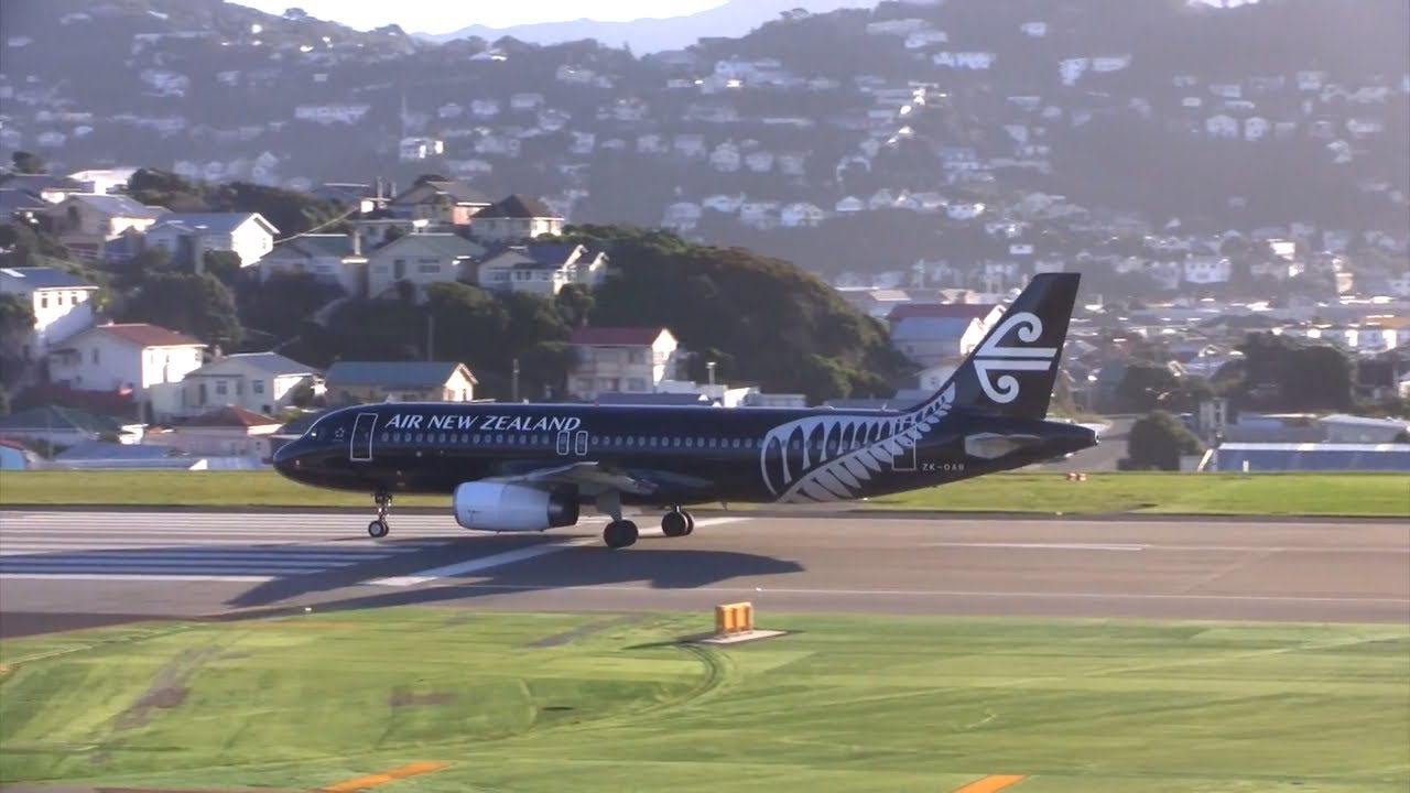 Air New Zealand All Blacks A320 Takeoff Wellington - YouTube