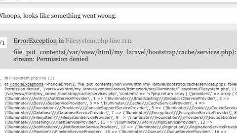 Laravel 5.4 error - file_put_contents(cache services.php) failed to open stream. Permission denied