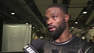 Watch tyron woodley backstage after successfully defended his belt for
the first time against stephen thompson at ufc 205.