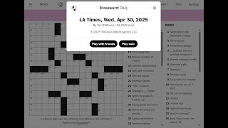 The Washington Post / LA Times Crossword 30/04/2025
