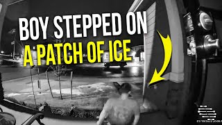 Boy Walked Out the Front Door and Stepped on a Patch of Ice Causing Him to Slip and Fall