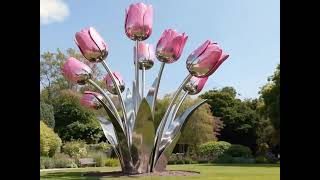 Eternal Blossoms Stainless Steel Flower Sculpture For Outdoor Gardens