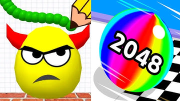 Draw To Smash vs Ball Run 2048 merge number - Satisfying ASMR Gameplay All Levels Android iOS