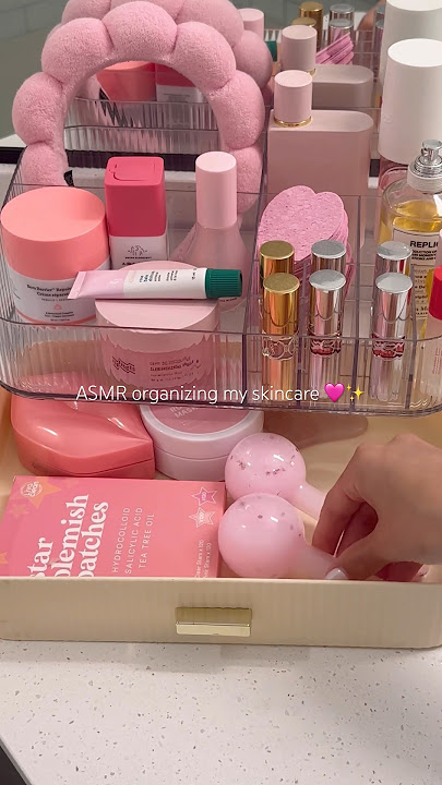 ASMR aesthetic skincare organizing 🩷✨ #aesthetic #skincare #asmr #asmrsounds #organization