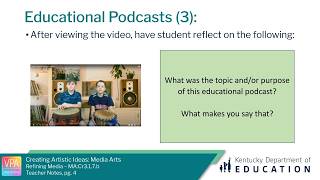Educational Podcast: Creating Artistic Ideas – Media Arts