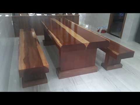 Video Bàn ăn ba tấm nguyên khối gỗ cẩm lai giá rẻ. Đồ gỗ... - youtube