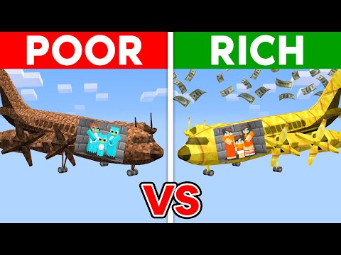 POOR FAMILY vs RICH FAMILY: Airplane House Build Challenge in Minecraft