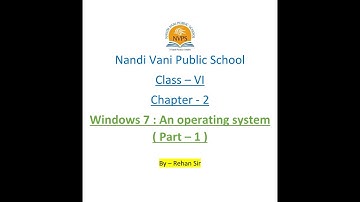 Class - 6 || Chapter - 2 || Windows 7 : An operating system (Part-1) || By - Rehan sir || NVPS