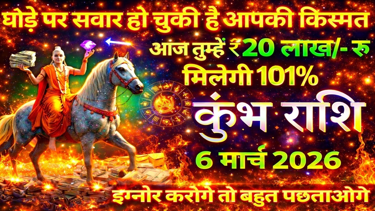 कुंभ राशि ।। 6 मार्च 2026। घोड़े पर सवार हो चुकी है, आपकी किस्मत, इतना पैसा आएगा सम्हाल नहीं पाओगे..