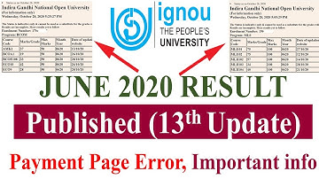 [Big Update] IGNOU JUNE/Sept. 2020 EXAM RESULT 13th UPDATE PUBLISHED | Payment Page Error,