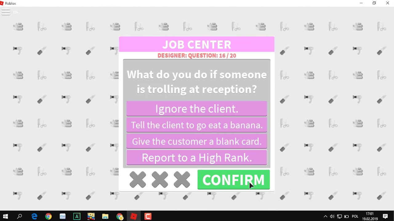 boho salon roblox answers for receptionist