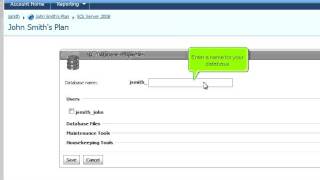 How to create a MS SQL server database in WebsitePanel