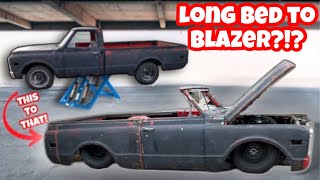 LONG BED TRUCK TO CONVERTIBLE BLAZER CONVERSION! BUILDING THE BEST HOT RAT ROD KUSTOM TRUCK!