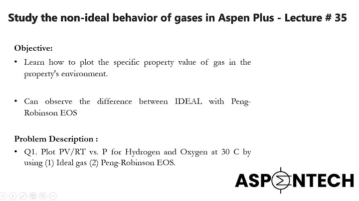 Study the non-ideal behavior of gases - Property Packages Selection - Aspen Plus - Lecture # 35