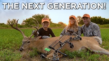 The Next Generation! | First Buck With A Bow!! |  Whitetail Deer Hunting