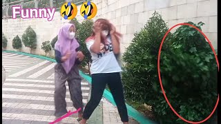 funny bushman prank, just for laughing, lucu prank tempatnya taman kota