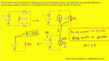 Four resistors are connected to a battery as shown in the figure below