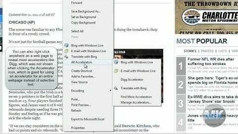 Internet Explorer 8 - Using Accelerators