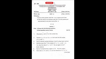 TS 9th class SA1  maths question paper 2024-25 part-A, part-B #questionpaper #study #education#viral