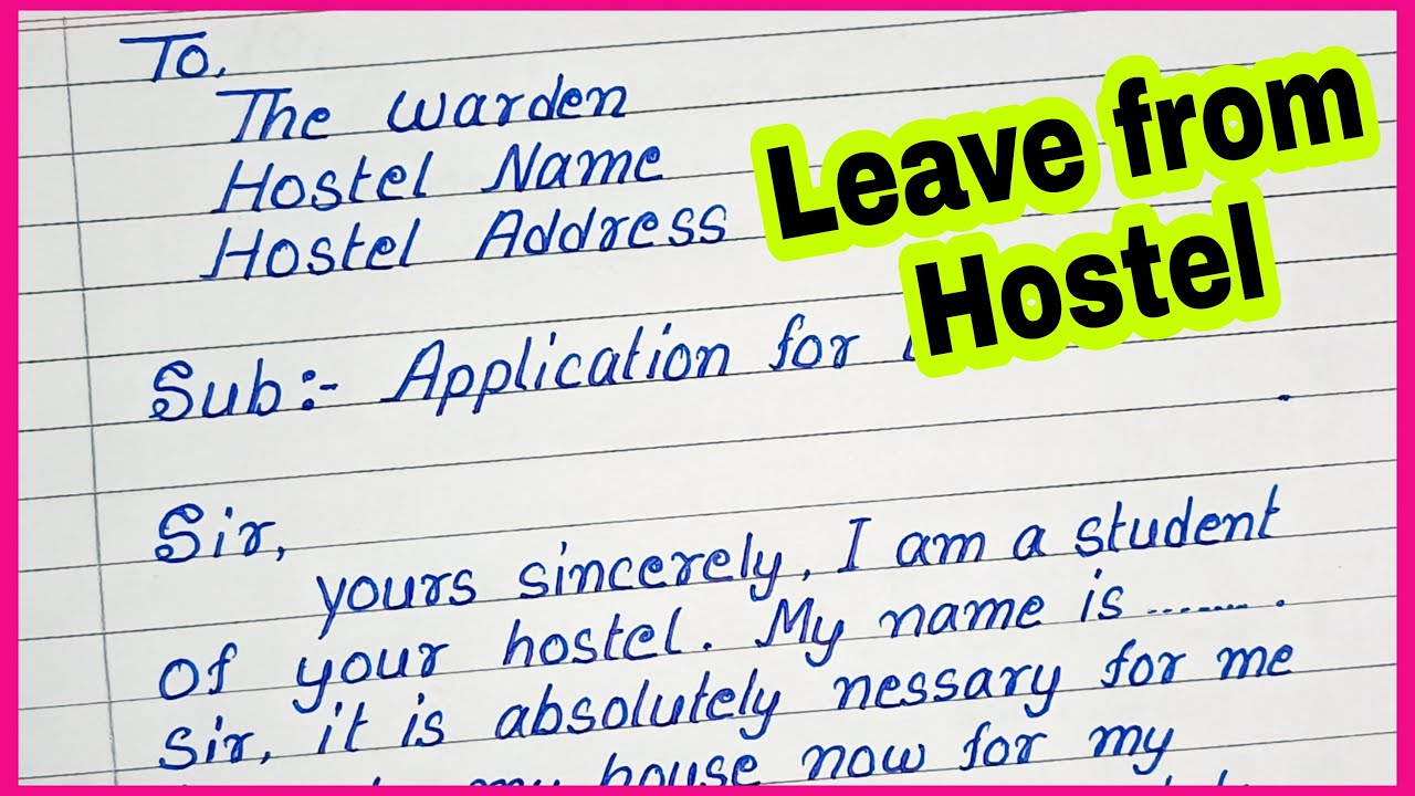 application letter for permanently leaving hostel