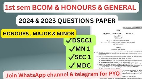 1st sem Bcom Previous year Question paper | Honours & General | Calcutta University | 2024, 2023