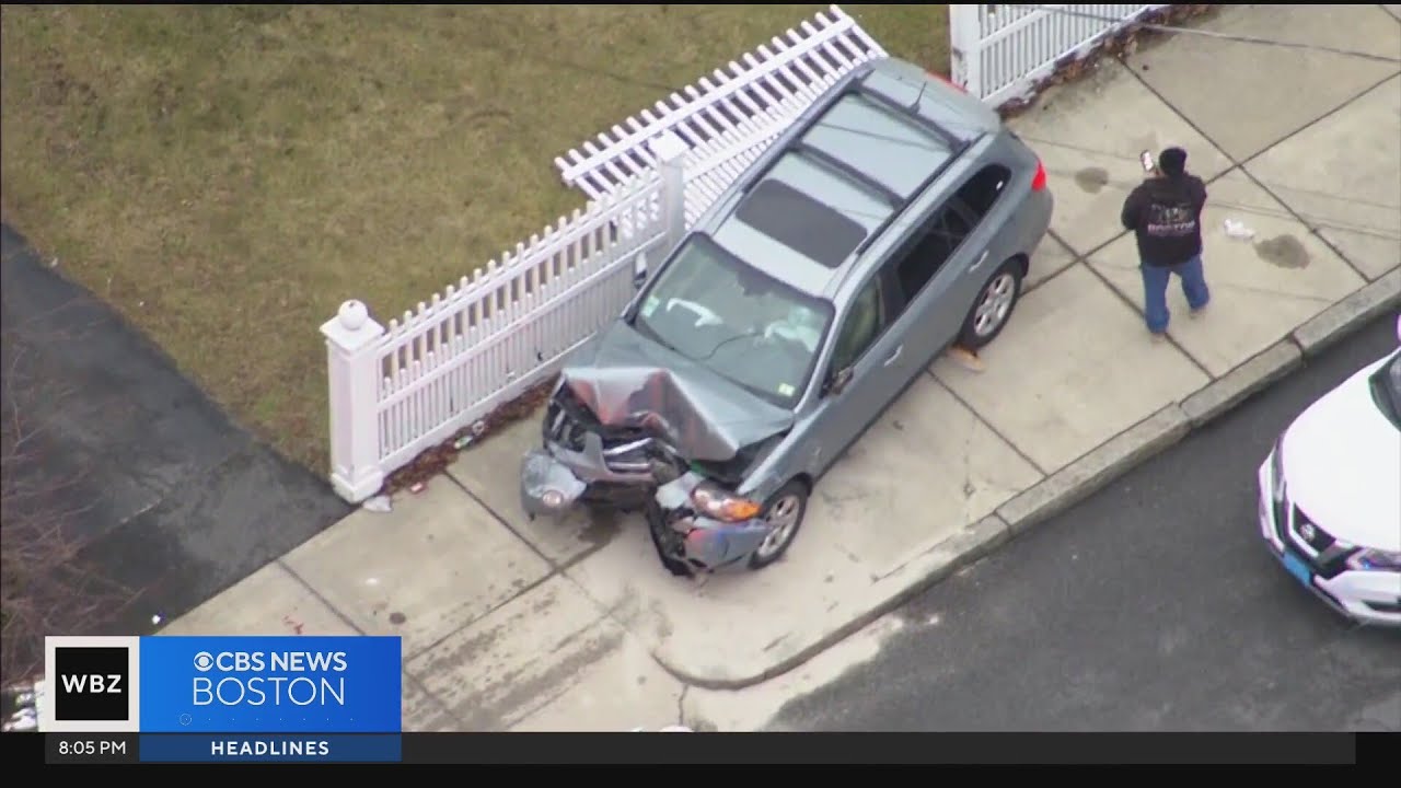 SUV crashes through fence, hits man and dog in Malden - YouTube