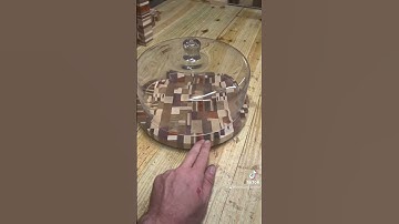 Lazy Susan Chaos Pattern End Grain Muffin Board and Charcuterie Board with Glass Dome.