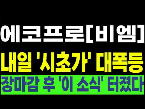 [에코프로 에코프로비엠 엘앤에프 엔켐 주가전망] 💥내일 '시초가' 대폭등💥 장마감 후 '이 소식' 터졌다! #박부장 [주식]