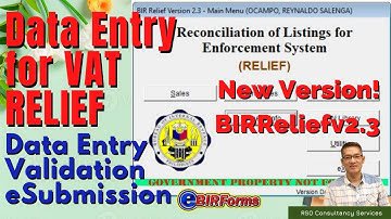 VAT RELIEF DATA ENTRY, VALIDATION, & ESUBMISSION | PART 1