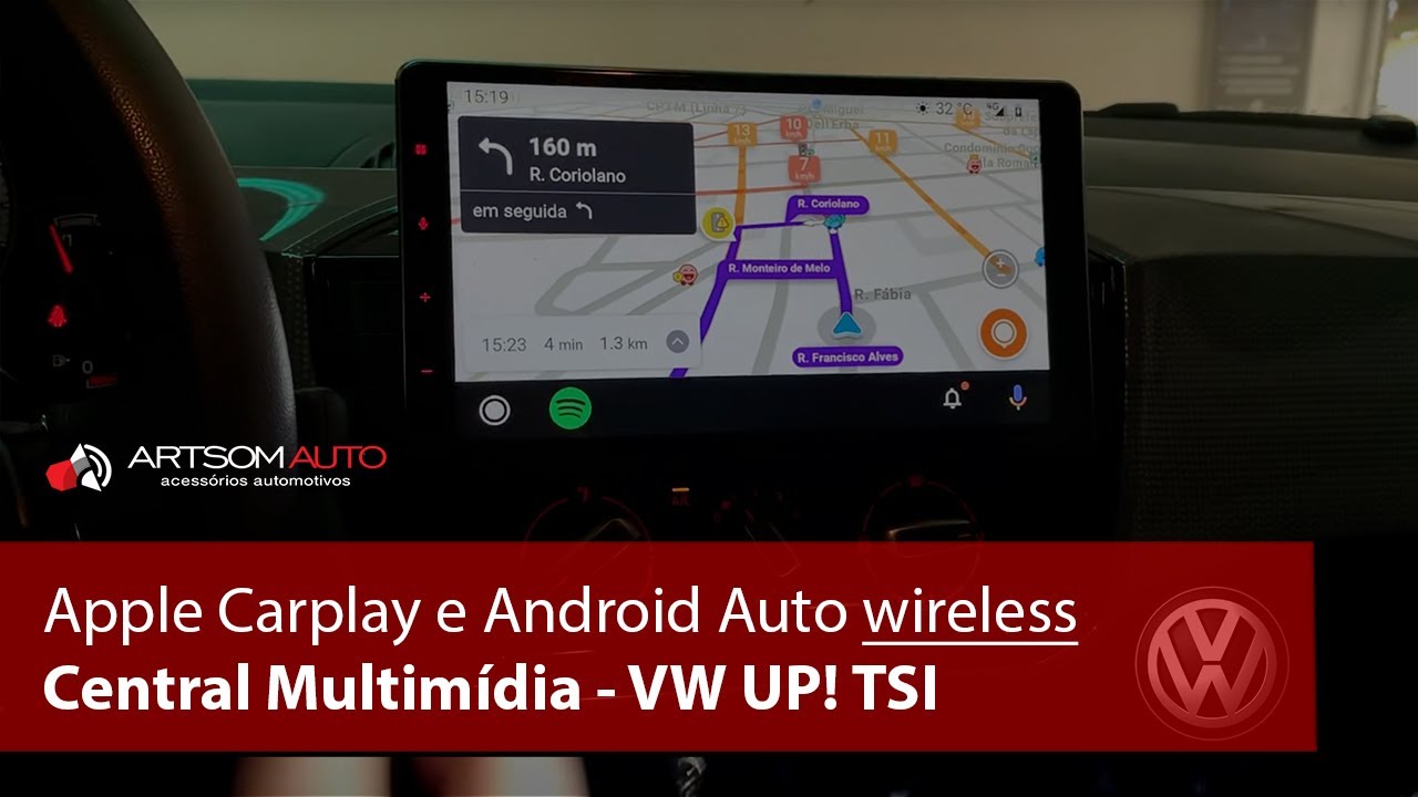 VW Up! TSI Central Multimídia 9” CarPlay e Android Auto sem fio - ArtsomAuto