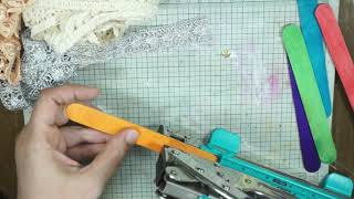 Easy way to organize & hang lace trims, ribbons & small fabric pieces