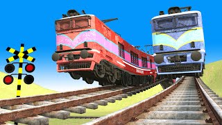 踏切に立ってはいけません【電車】でこぼこ線路を走る新幹線はやぶさ Troll Train Fat Fumikiri 3D Railroad Crossing Animation #1