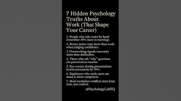 Work Smarter, Not Harder: 7 Psychology Facts That Shape Your Career. #psychology #facts #relatable