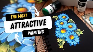 🔴✨️ STUNNING Flower Painting Using GOUACHE Paint using Round Brush ✨️ 🔴