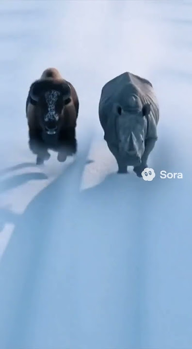 BISON & RHINO – Gale Blizzard Dual Charge #Sora2 #AIshorts #BisonAndRhino #BlizzardCharge #GaleForce